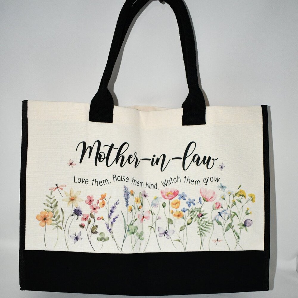 Mother in Law Canvas Tote Bag, Love Them, Raise them, Watch them Grow NWT
